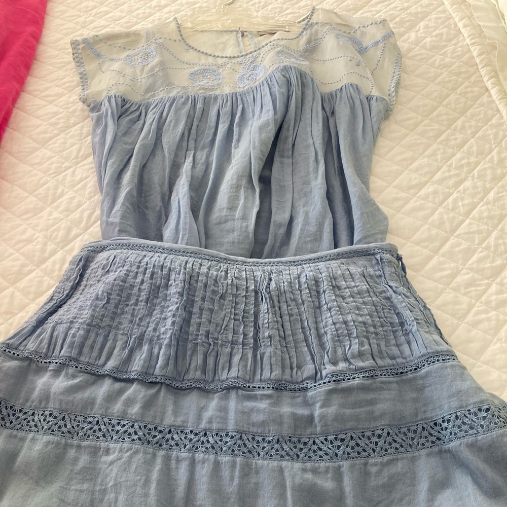 Light Blue Off-Shoulder Mini skirt @ top